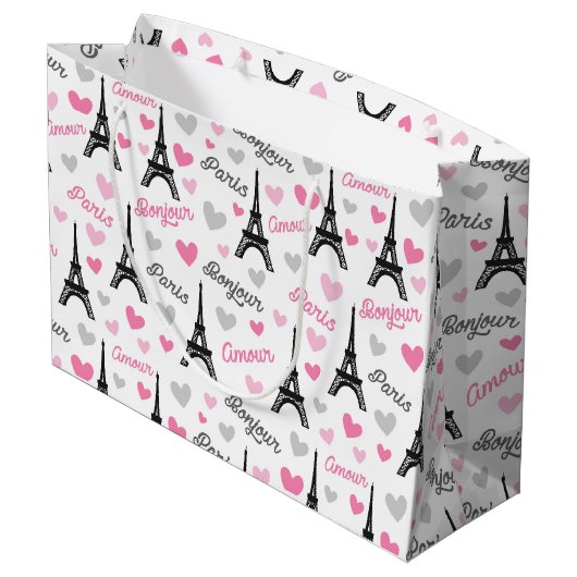 Bonjour Paris patrooncadeau Large Cadeautasje (Achterkant Gekanteld)