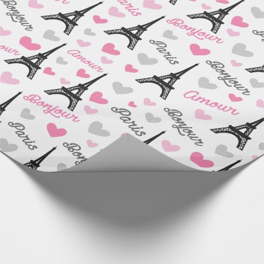 Bonjour Paris-patroonplaat Cadeaupapier (Hoek)