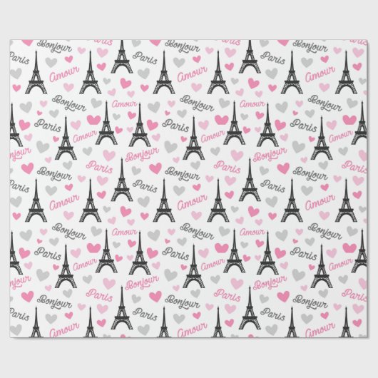 Bonjour Paris-patroonplaat Cadeaupapier (Vlak)