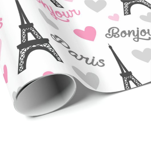 Bonjour Paris-patroonplaat Cadeaupapier (Rol Hoek)