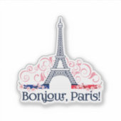 Bonjour Paris Schattige Parijse Design Sticker (Voorkant)