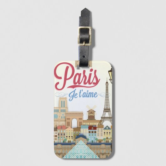 Bonjour Paris Travel Bagagelabel (Voorkant (verticaal))