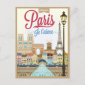  Bonjour Paris Travel Briefkaart (Voorkant)