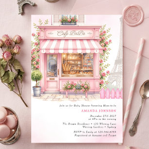 Bonjour Parisian Café Bebe Roze Baby Shower Kaart