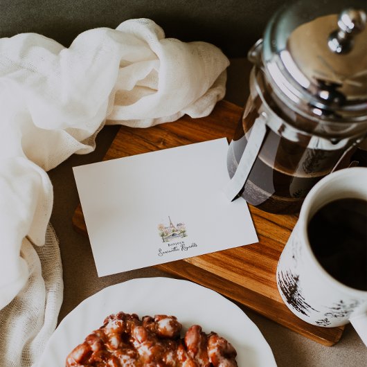 Bonjour Personalized Parisian Watercolor Notitiekaartje