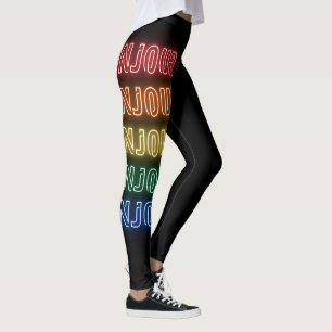 Bonjour Pride Neon Stijl Regenboog Zwart Leggings