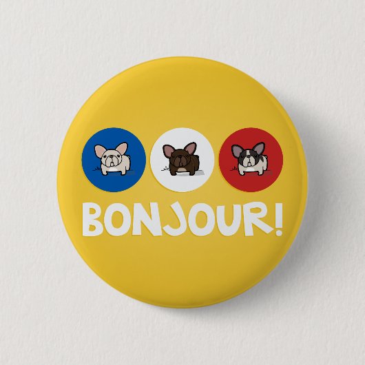 Bonjour. Ronde Button 5,7 Cm (Voorkant)