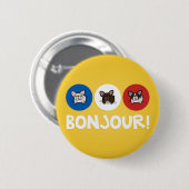 Bonjour. Ronde Button 5,7 Cm (Voorkant /achterkant)