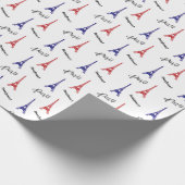 Bonjour Rood Blauw Parijs Eiffeltoren Cadeaupapier (Hoek)