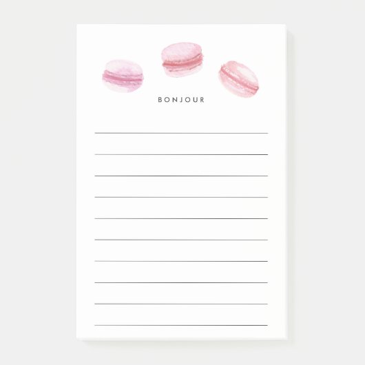 Bonjour | Roze Macarons, gelijnd Post-it® Notes (Voorkant)
