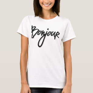 Bonjour Script (zwart decoratief) T-shirt