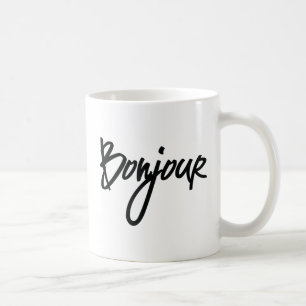 Bonjour Script (zwart) voor Lovers of France Coffe Koffiemok