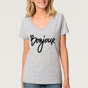 Bonjour Script (zwart) voor overs van France T-Shi T-shirt