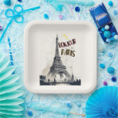 Bonjour Skyline Marathon Parijs Papieren Bordje (Feest)