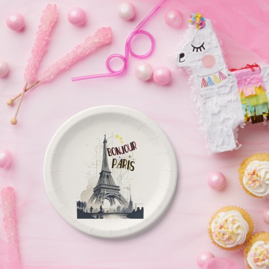 Bonjour Skyline Marathon Parijs Papieren Bordje (Feest)