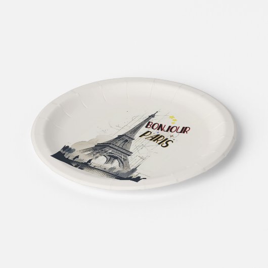 Bonjour Skyline Marathon Parijs Papieren Bordje (Gekanteld)