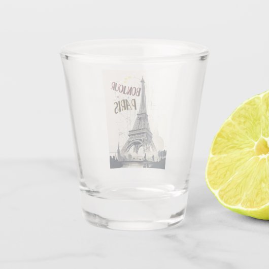 Bonjour Skyline Marathon Parijs Shot Glas (Achterkant)