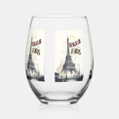 Bonjour Skyline Marathon Parijs Wijnglas Zonder Voet (Voorkant)