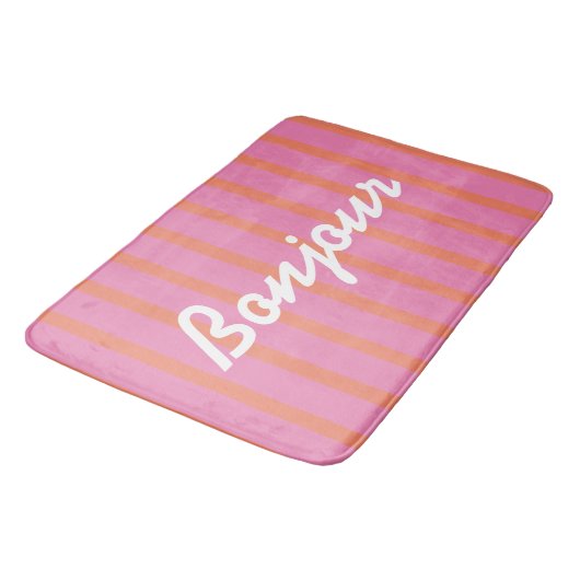 Bonjour Striped Pink Badmat (Gekanteld)