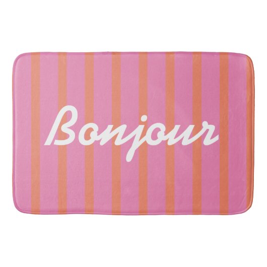 Bonjour Striped Pink Badmat (Voorkant)