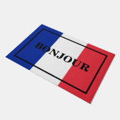  BONJOUR-tekstontwerp op FRANCE vlag Deurmat (Schuin)