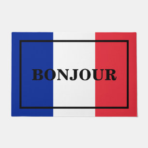 BONJOUR-tekstontwerp op FRANCE vlag Deurmat