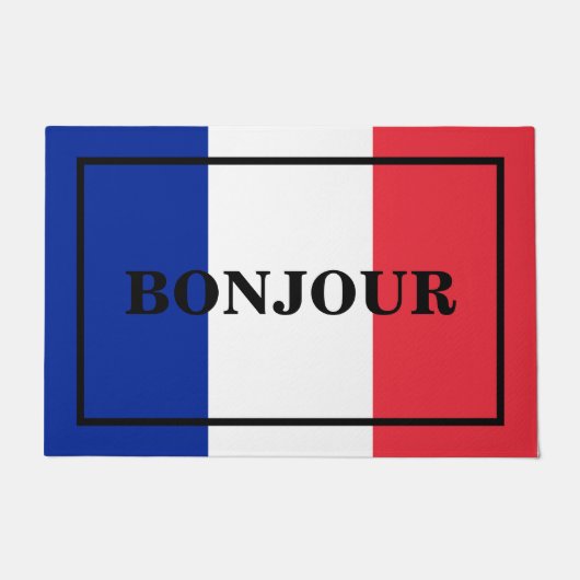  BONJOUR-tekstontwerp op FRANCE vlag Deurmat (Voorkant)