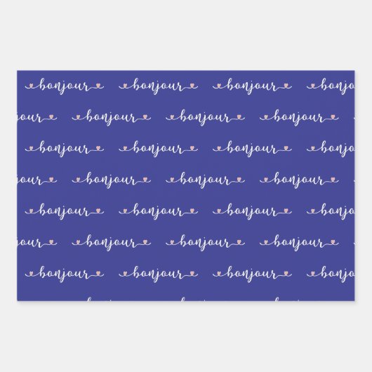 Bonjour Tiled Design Inpakpapier Vel (Voorkant 3)