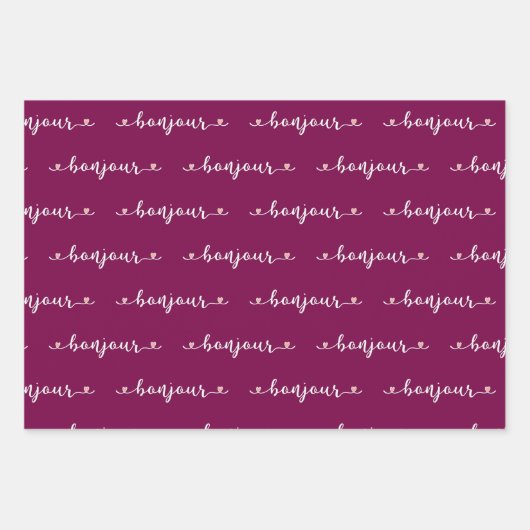 Bonjour Tiled Design Inpakpapier Vel (Voorkant 2)