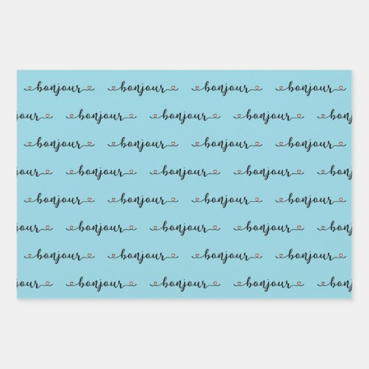 Bonjour Tiled Design Inpakpapier Vel (Voorkant 3)