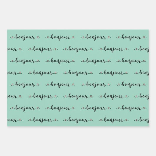 Bonjour Tiled Design Inpakpapier Vel (Voorkant)