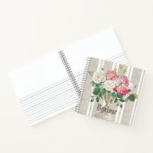 Bonjour Trendy stripped pattern dusty art floral Notitieboek (Binnen)