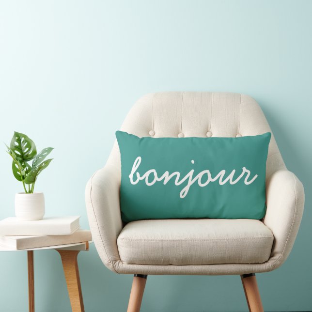 Bonjour Turquoise Sierkussen, moderne woonkamer Kussen (Stoel)