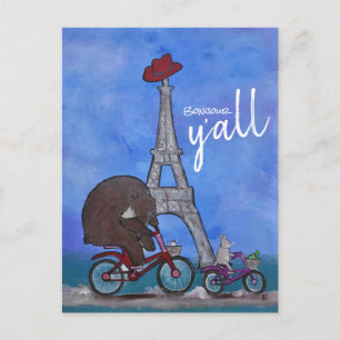 Bonjour Y'all Whimsical Eiffel Tower Paris Texas Briefkaart