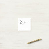 Bonjour | Zwart-wit Elegant Frans Script Post-it® Notes (Op bureau)