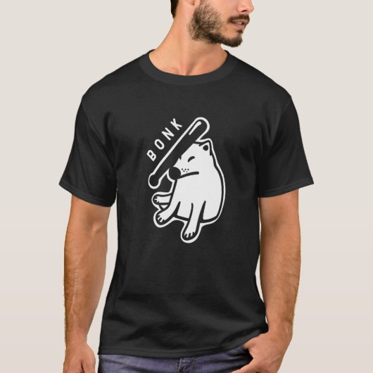 Bonk action on Shiba Inu dogo. Minimal, stylized a T-shirt (Voorkant)