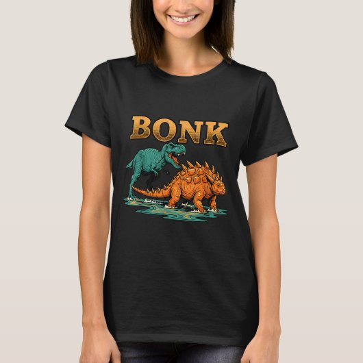 Bonk Dinosaur Funny Prehistoric Humor Design T-shirt (Voorkant)