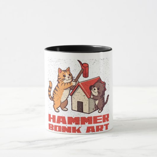 Bonk Hamer Kat Grappige Meme Retro Schattige Kunst Mok (Midden)