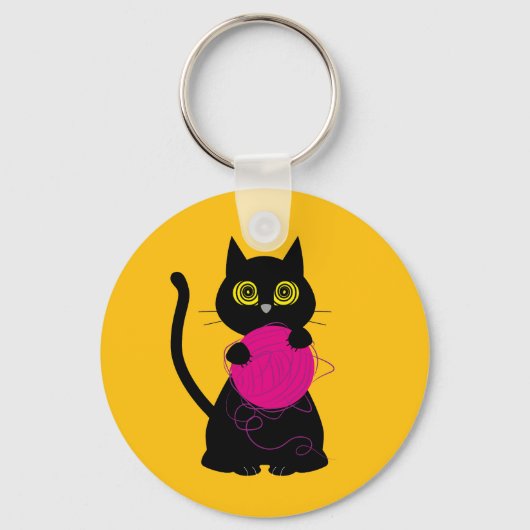 BONKERS! Sleutelring – Breien + Kat 🧶🐈‍⬛ Sleutelhanger (Voorkant)