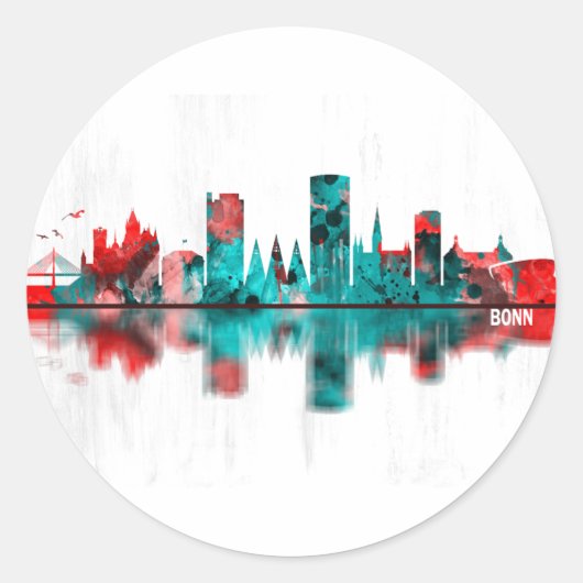 Bonn Germany Skyline Ronde Sticker (Voorkant)