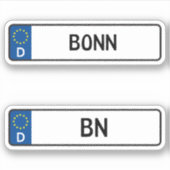 Bonn kennzeichen, German Car License Bord Sticker (Voorkant)