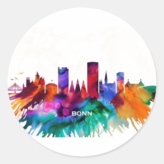 Bonn Skyline Ronde Sticker (Voorkant)