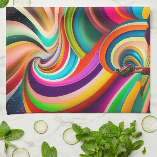 Bonnaroo abstracte kunst theedoek (Gevouwen)