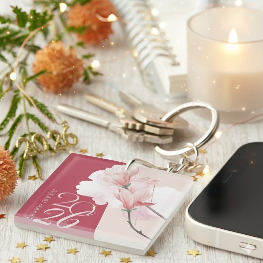 Bonne Année 2026 Floral Keychain