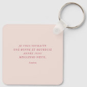 Bonne Année 2026 Personalized Floral Keychain (Achterkant)