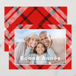 Bonne Année Frans Elegant Rood Plaid Foto