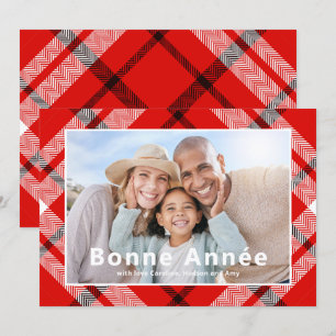 Bonne Année Frans Elegant Rood Plaid Foto