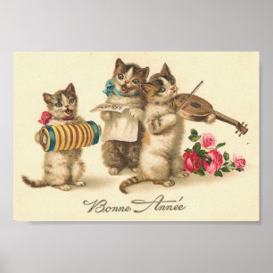 Bonne Annee katten Poster