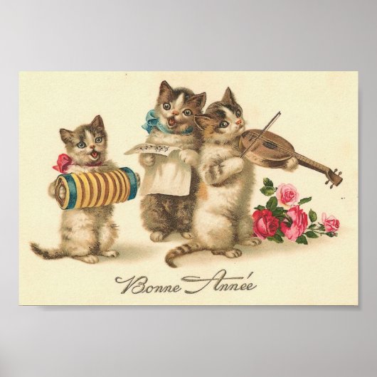 Bonne Annee katten Poster (Voorkant)