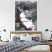 Bonne Année meisje met pop Canvas Afdruk (Insitu (Slaapkamer))